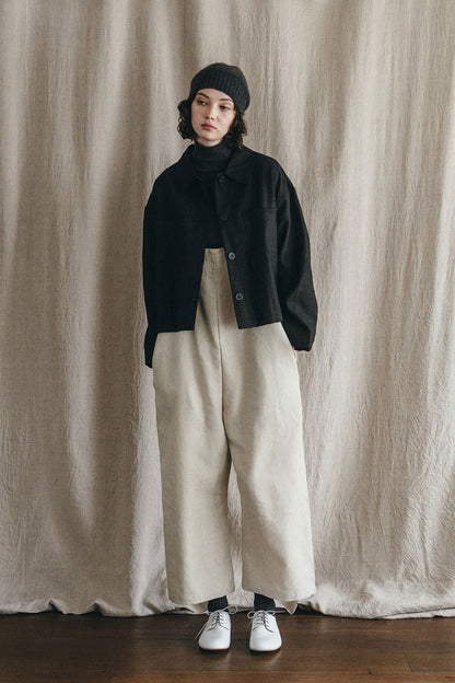 Fog Linen Work Wool/Linen Lilija Short Jacket - Black