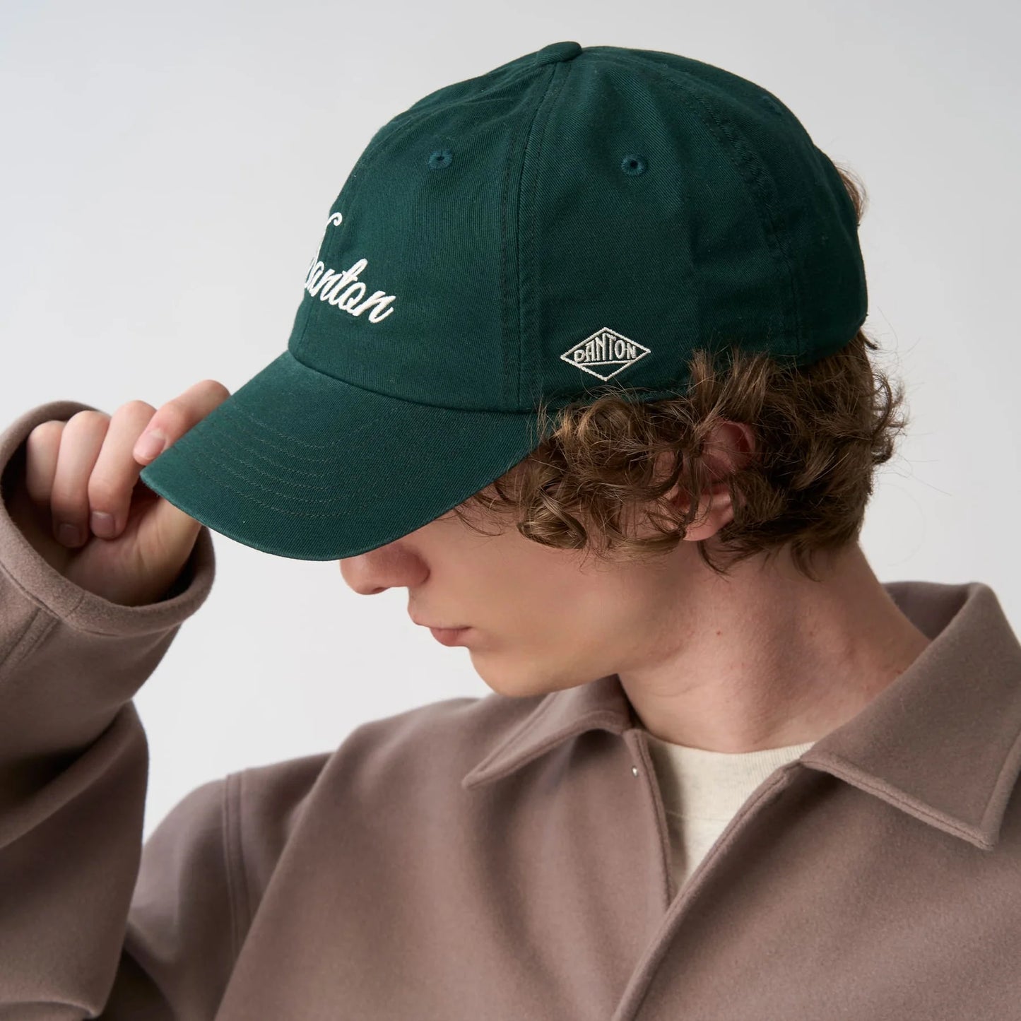 Danton 6 Panel Chino Cloth Baseball Cap - Green * Ivory Logo