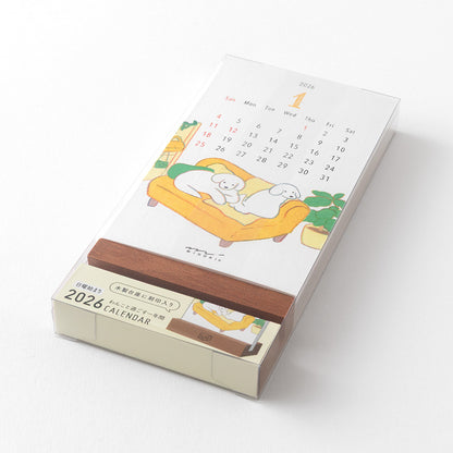 Midori 2026 Wooden Stand Calendar - Dog