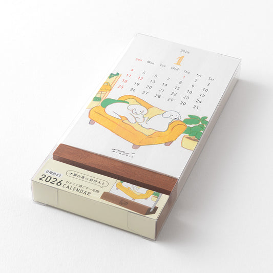 Midori 2026 Wooden Stand Calendar - Dog