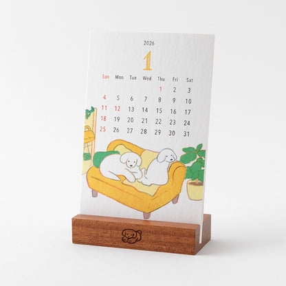 Midori 2026 Wooden Stand Calendar - Dog