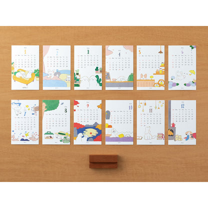 Midori 2026 Wooden Stand Calendar - Dog