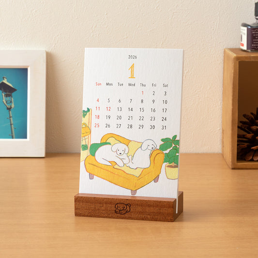 Midori 2026 Wooden Stand Calendar - Dog