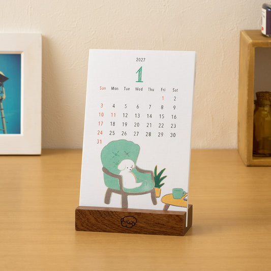 Midori 2027 Wooden Stand Calendar - Dog