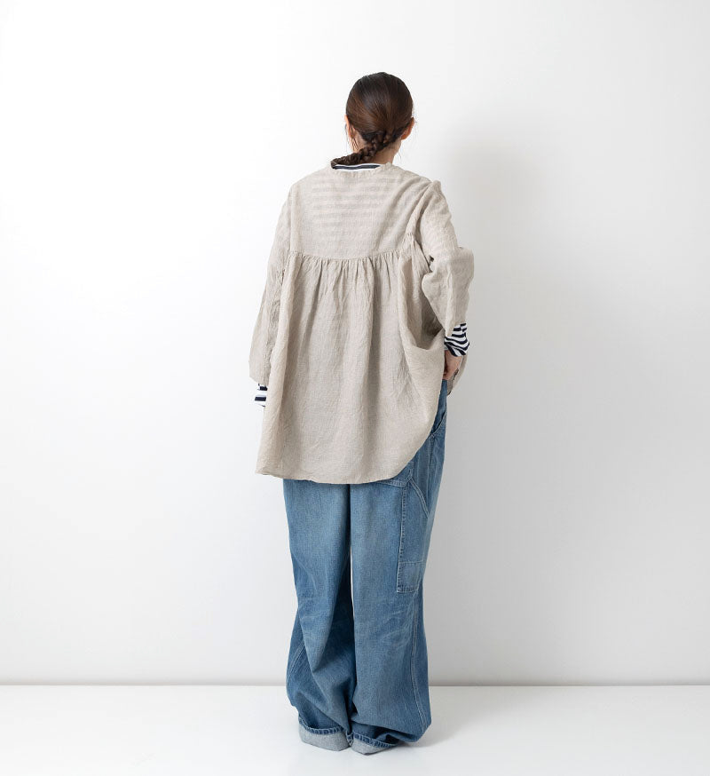 Veritecoeur Linen Gathered Blouse - Kinari (ST-167L)