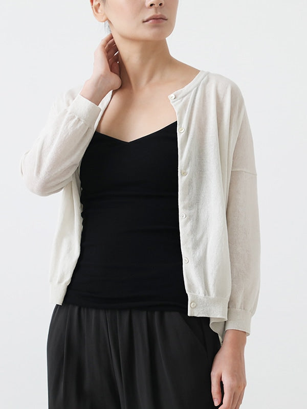 evam eva Cotton Cardigan - Antique White