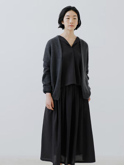 evam eva Silk/Mohair Wool Cardigan - Stone Gray