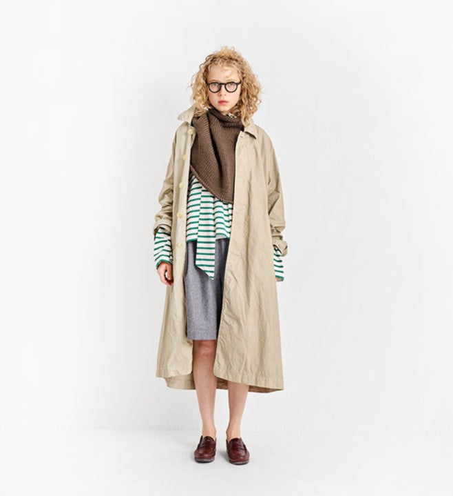 [Arriving Soon] Veritecoeur Stand Collar Coat - Beige