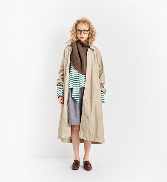 [Arriving Soon] Veritecoeur Stand Collar Coat - Beige