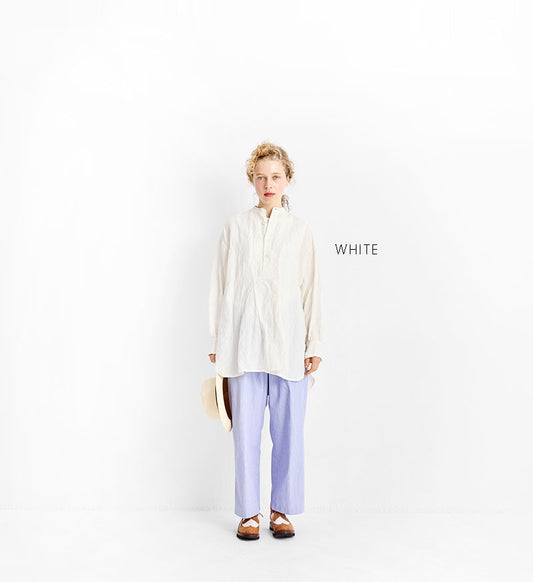[Arriving Next Monday] Veritecoeur Wool Linen Yoke Shirt - White (One Size Fits All)