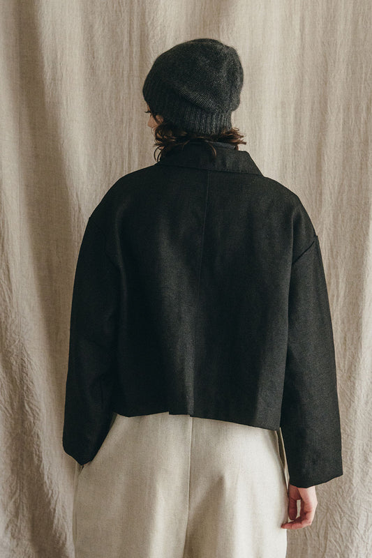 Fog Linen Work Wool/Linen Lilija Short Jacket - Black