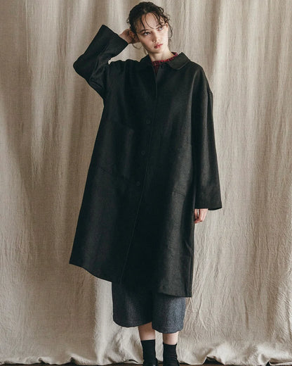 Fog Linen Work Rasa Coat - Black