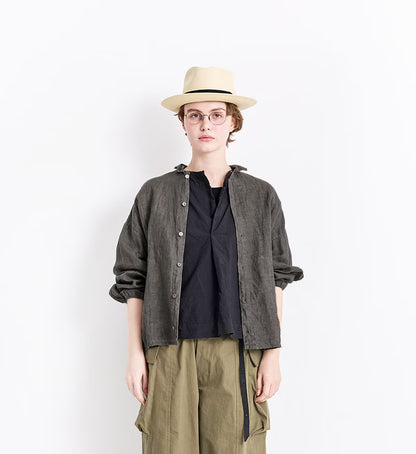 Veritecoeur Ink-dyed Linen Shirt Jacket - Brown