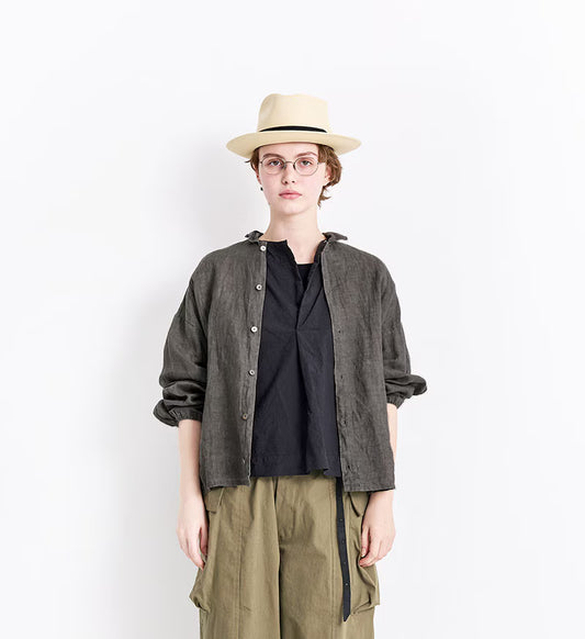 Veritecoeur Ink-dyed Linen Shirt Jacket - Brown