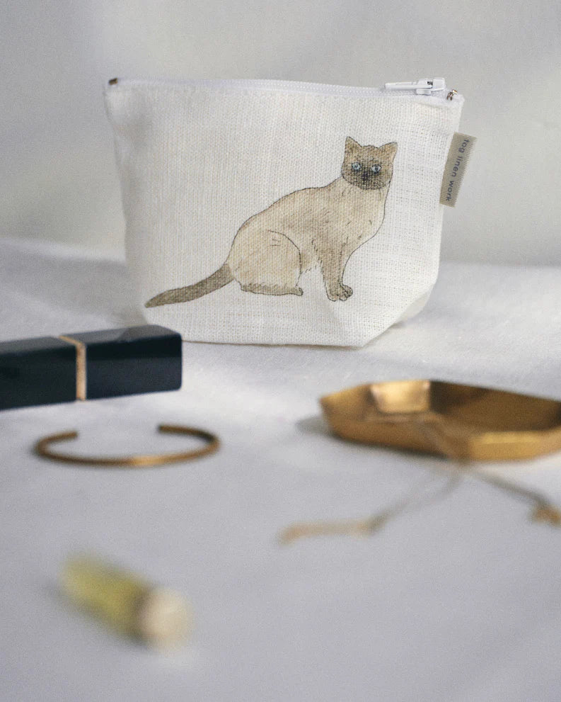 Fog Linen Work x Isabelle Boinot Linen Pouch - Cats