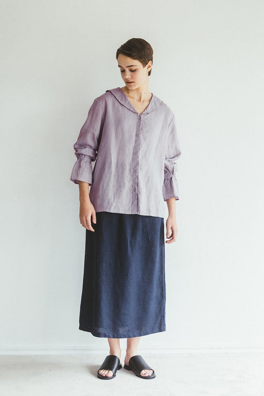 Fog Linen Work Linen Oriana Skirt - Navy