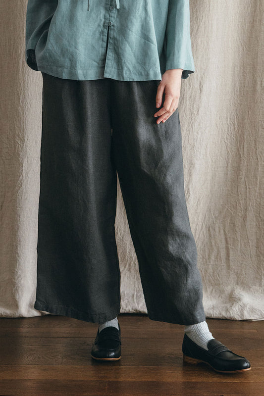 Fog Linen Work Alnis Wide Pants - Gris Blue