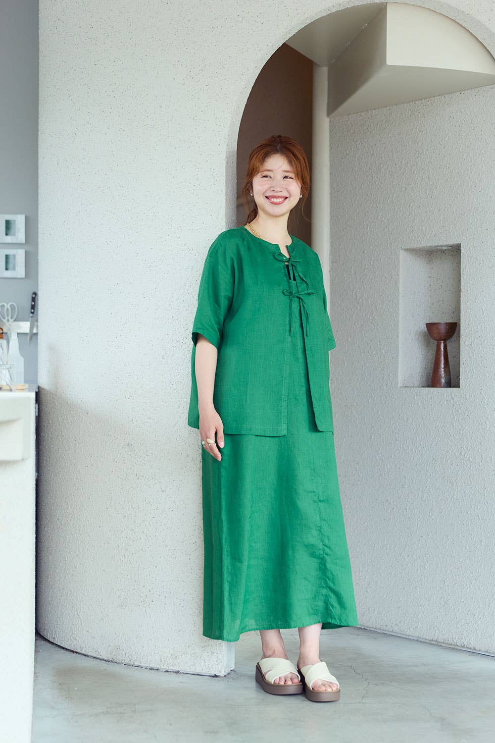 Fog Linen Work Anne Top Vert Ecossais