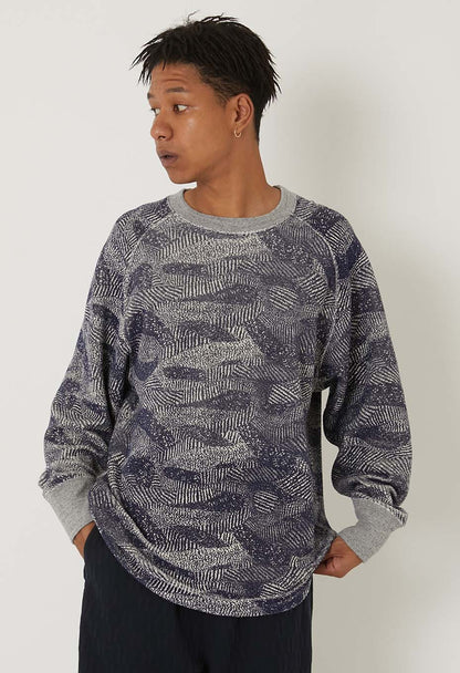 Blue Blue Japan Knitted "Wind Flow" Crewneck Pullover