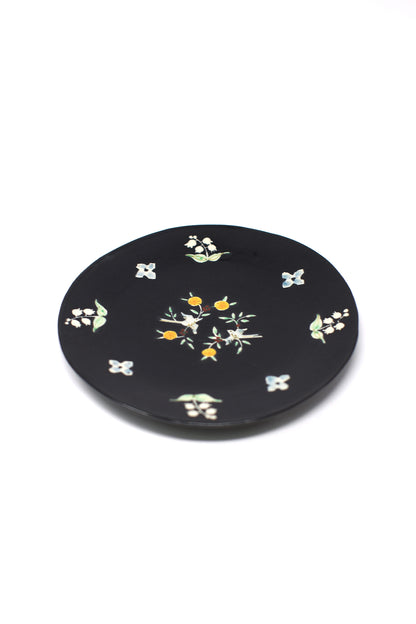 Misao Yajima Large Round Bird & Flower Plate (矢島操）