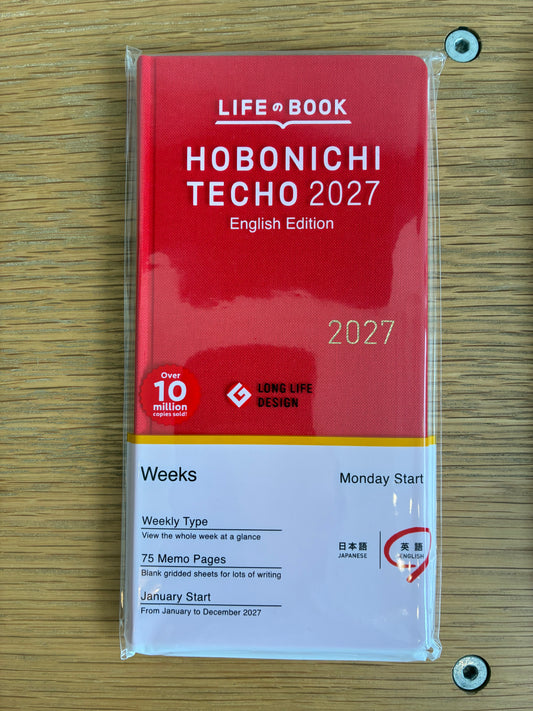 Hobonichi Techo 2027 Planner English Version - Poppy Red