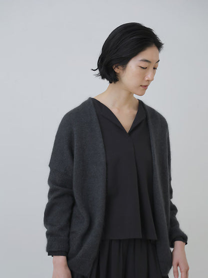 evam eva Silk/Mohair Wool Cardigan - Stone Gray
