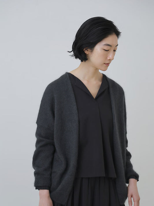 evam eva Silk/Mohair Wool Cardigan - Stone Gray