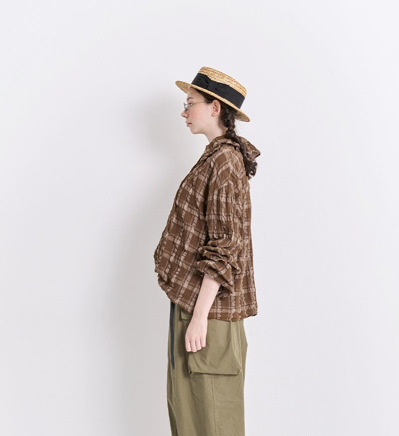 Veritecoeur Favorite Check Blouse- Brown