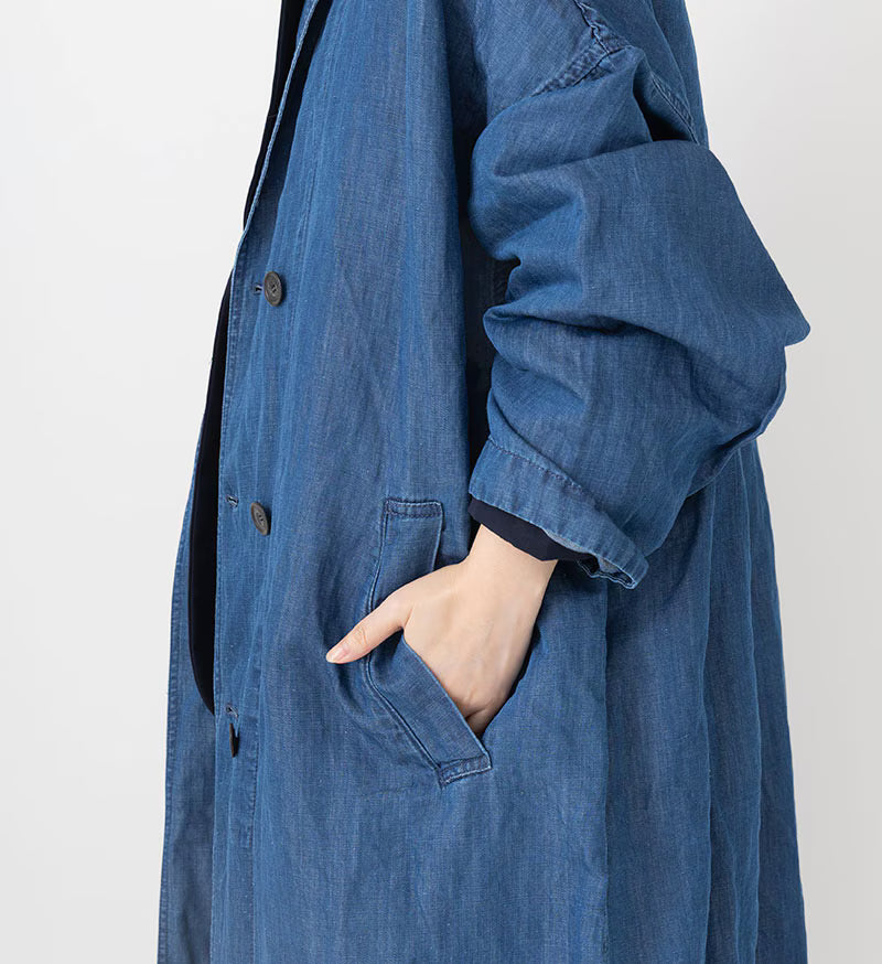 Veritecoeur Double Breasted Coat 2880 B- Indigo Bleach