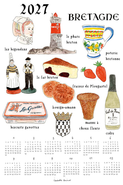 [Pre-order: Shipping Sep./Oct.]2027 Linen Calendar Souvenirs From Breta