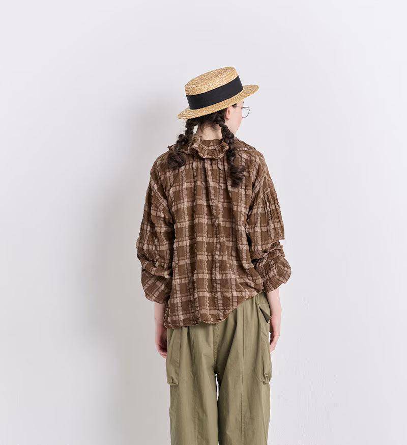 Veritecoeur Favorite Check Blouse- Brown