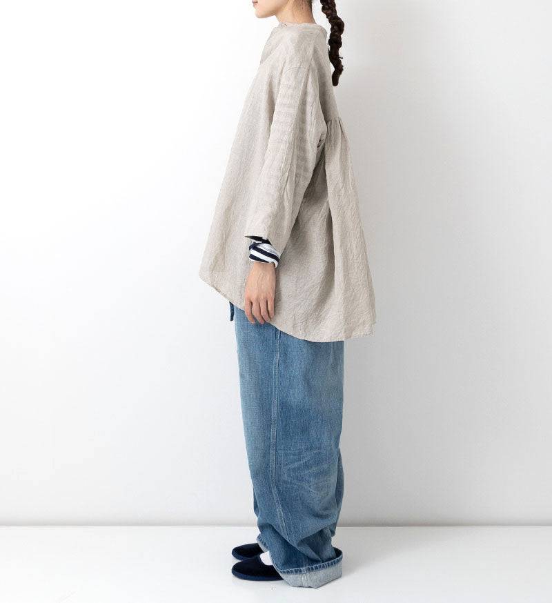 Veritecoeur Linen Gathered Blouse - Kinari