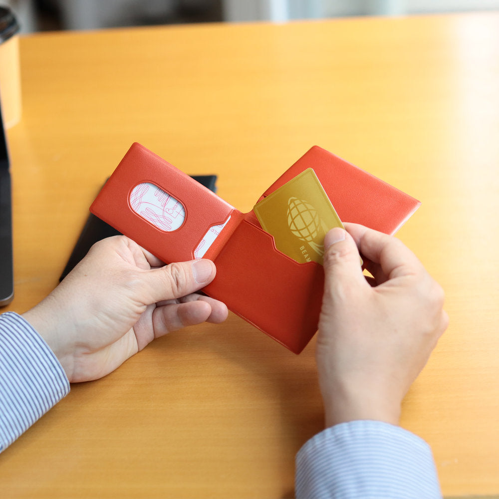 HIGHTIDE × BEAMS Japan 3-pocket Card Case - Orange