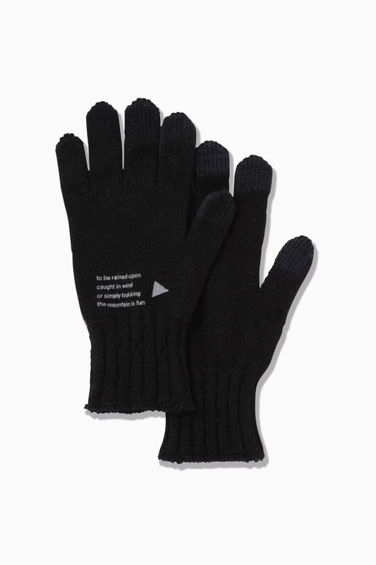 And Wander Wool Knit Gloves - Black