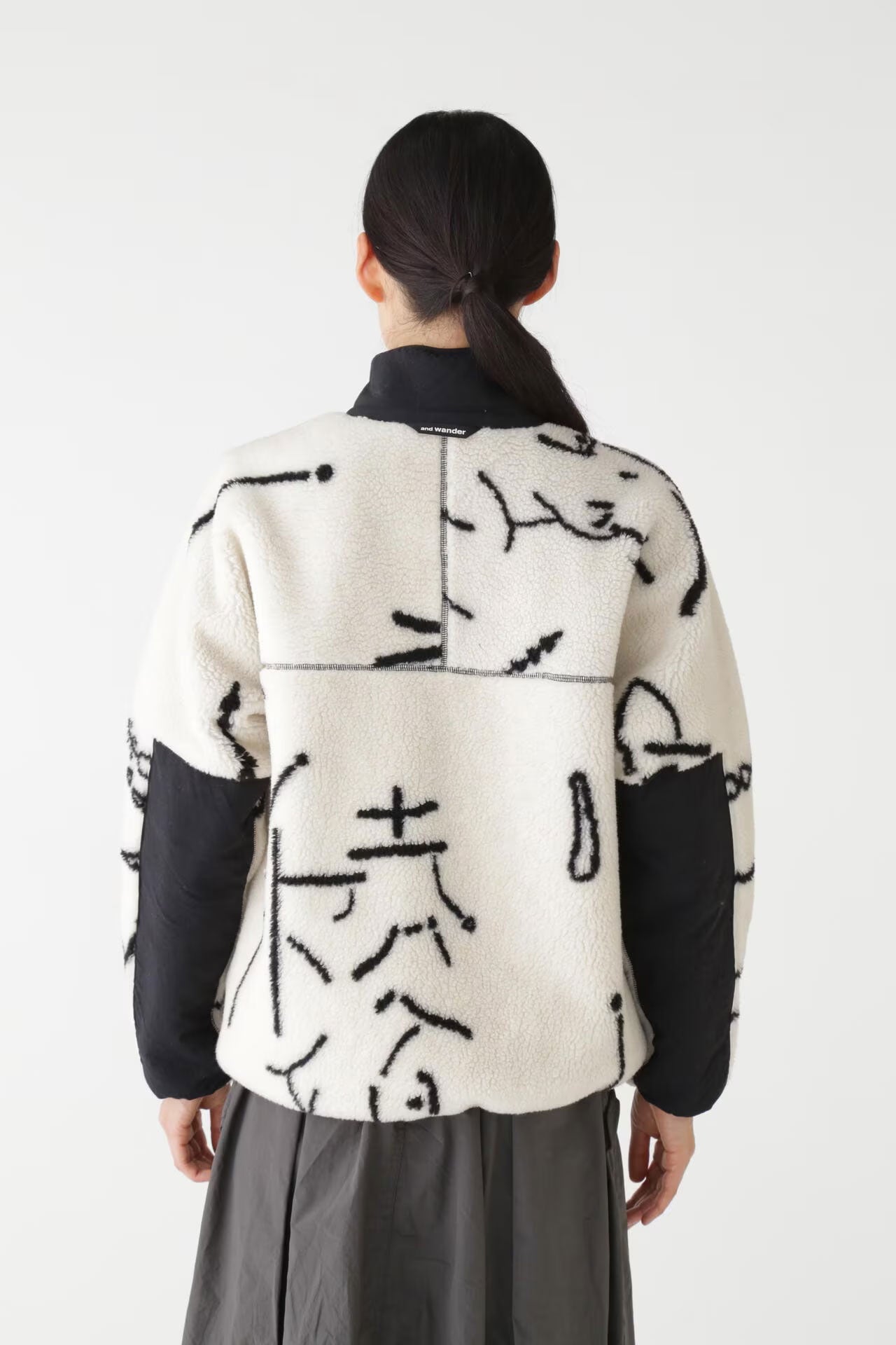 And Wander x Daijiro OHARA Map Key Unisex Boa Jacket - Off-white