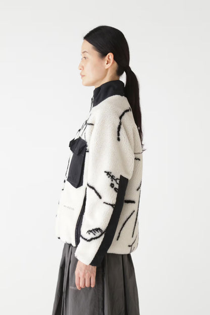 And Wander x Daijiro OHARA Map Key Unisex Boa Jacket - Off-white