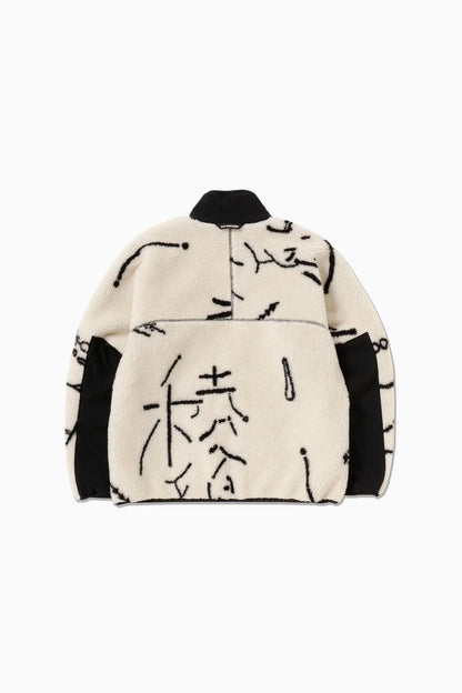 And Wander x Daijiro OHARA Map Key Unisex Boa Jacket - Off-white