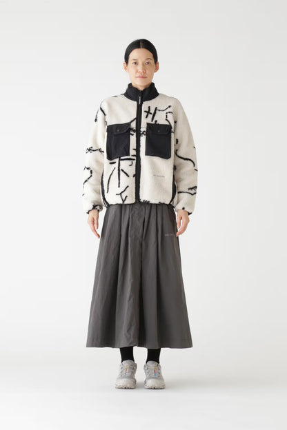 And Wander x Daijiro OHARA Map Key Unisex Boa Jacket - Off-white