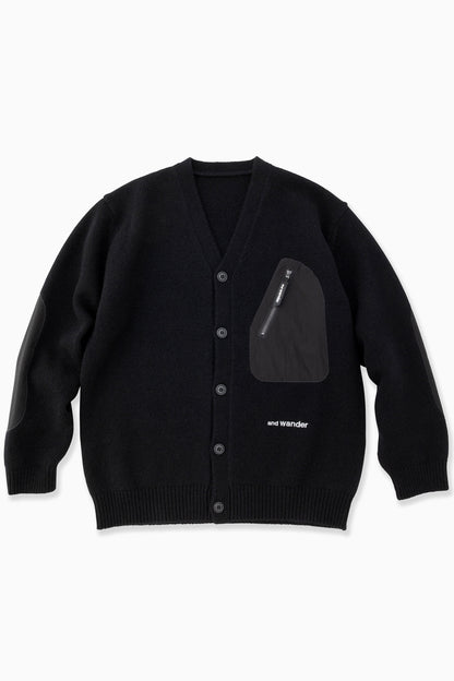 And Wander Unisex Shetland Wool Cardigan - Black