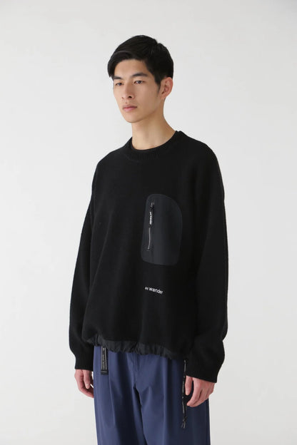 And Wander Unisex Shetland Wool Sweater - Black