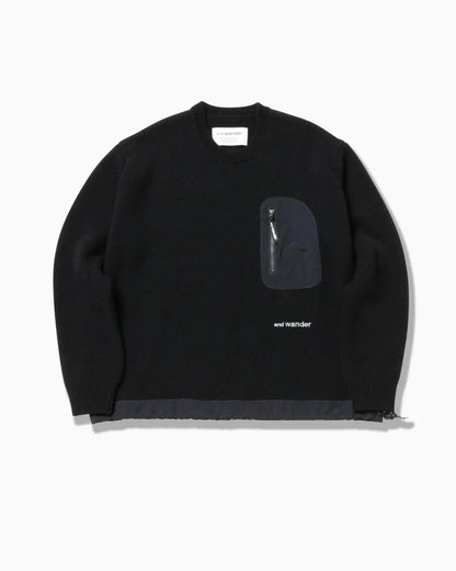 And Wander Unisex Shetland Wool Sweater - Black