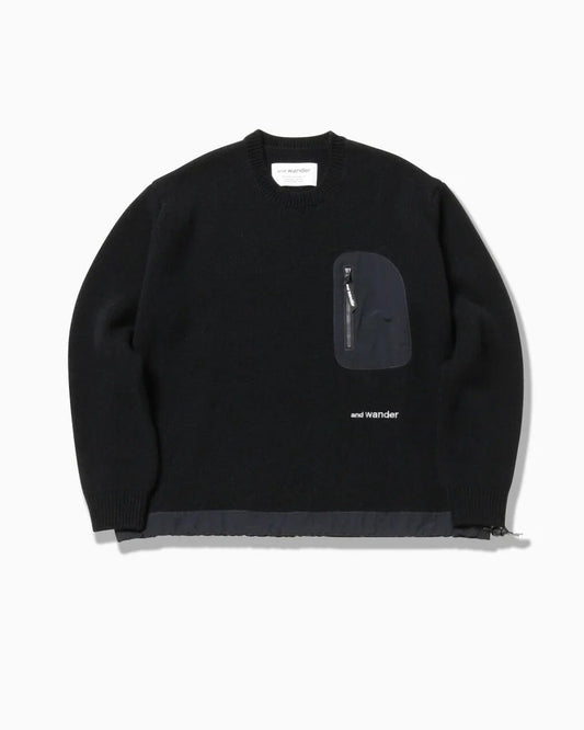 And Wander Unisex Shetland Wool Sweater - Black