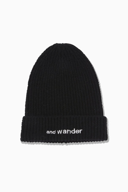 And Wander Unisex Shetland Wool Knit Cap - Black