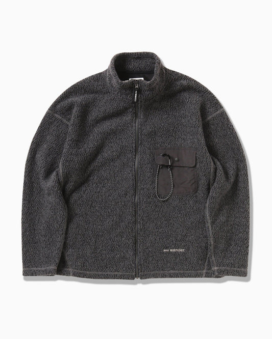 And Wander Unisex Re Wool Zip Jacket - Charcoal