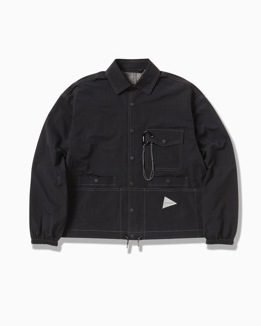 And Wander Unisex Crinkled Nylon Shirt Jacket