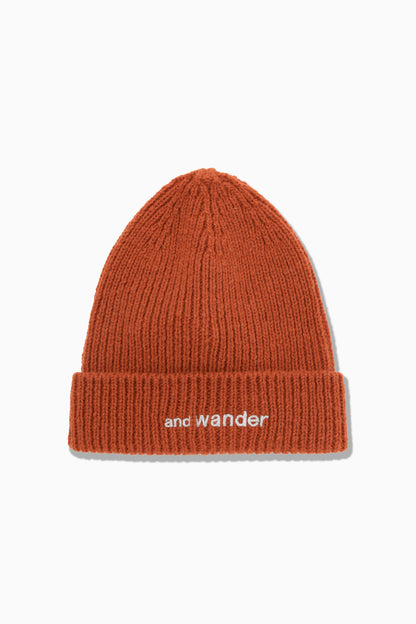 And Wander Unisex Shetland Wool Knit Cap - Orange