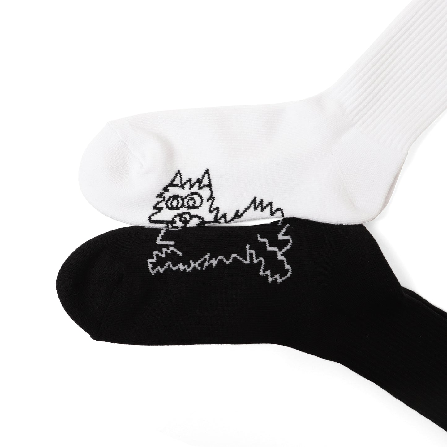 BEAMS JAPAN Himaa Cat Socks (White/Black)
