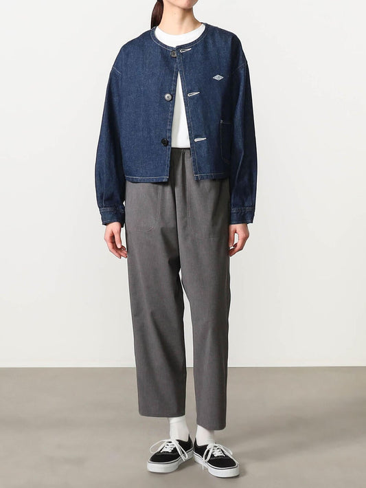 Danton Woman's Denim Collarless Short Jacket - Indigo