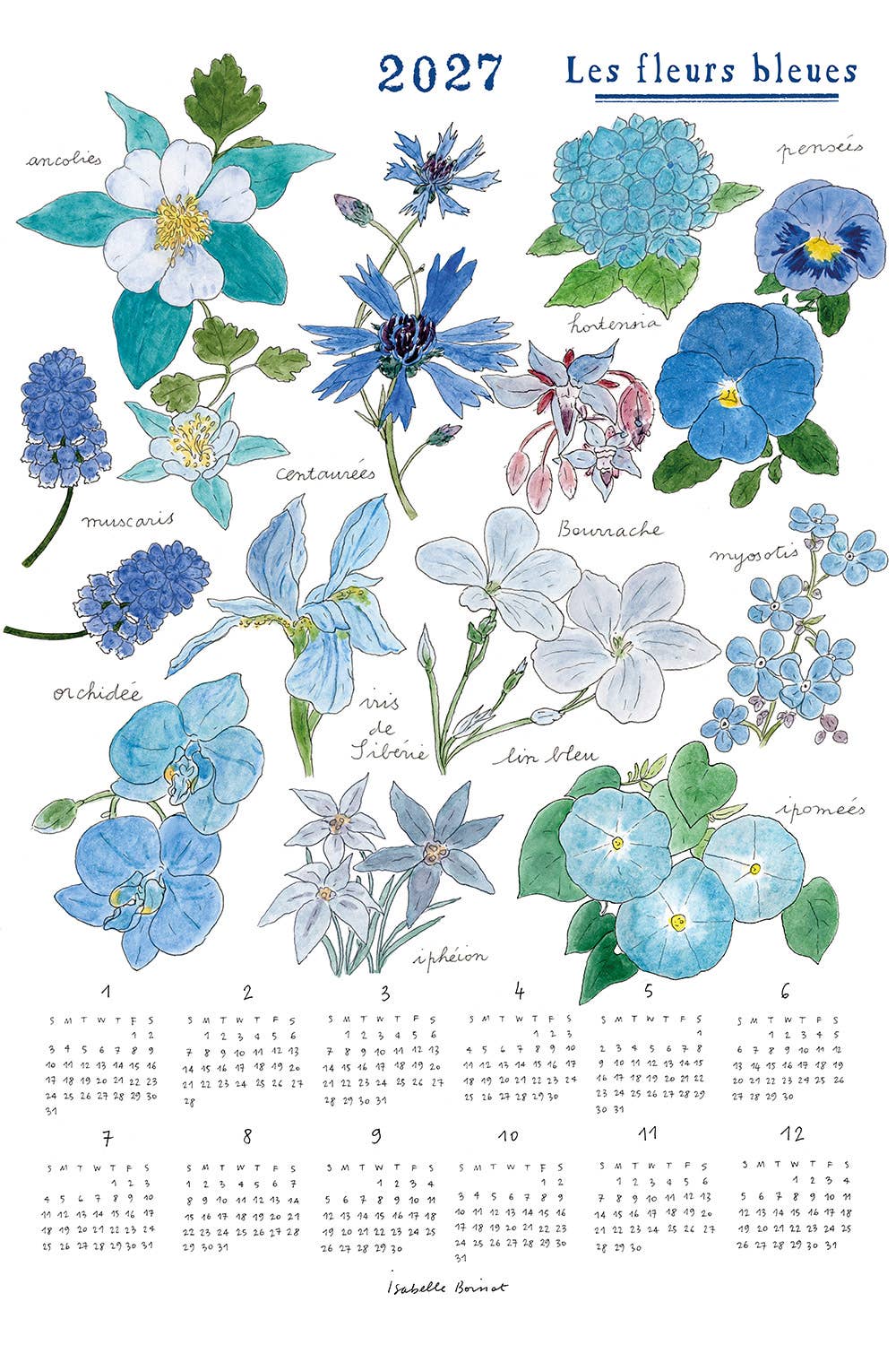 [Pre-order: Shipping Sep./Oct.]Fog Linen Work 2027 Linen Calendar Les Fleurs Bleues