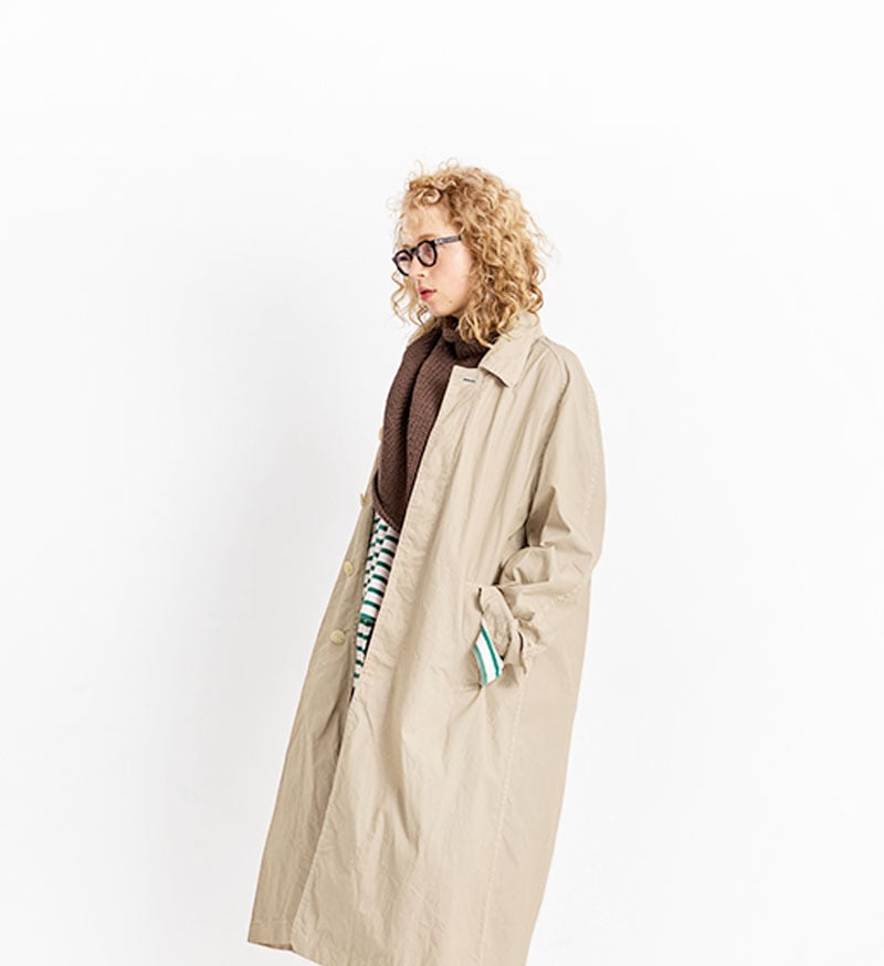 [Arriving Soon] Veritecoeur Stand Collar Coat - Beige